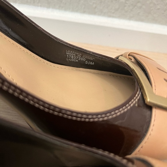 Franco Sarto Brown & Tan Leather Buckle Toe Block High Heel 5.5 - Picture 7 of 8